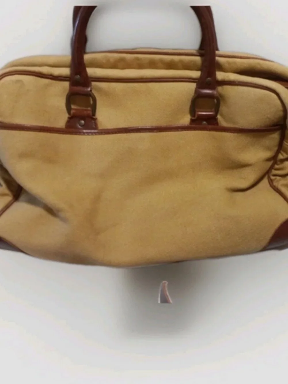 Polo Ralph Lauren Mens Commuter vintage bag Khakil and Leather trim safari